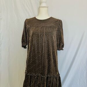 Wonder Nation Brown Velvet Midi Dress